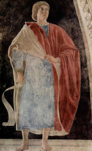 Profeta Geremia, Affresco di Piero della Francesca, Leggenda della Vera Croce, San Francesco, Arezzo. No Copyright