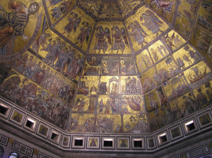 Cori angelici dei mosaici della Cupola del Battistero di San Giovanni, Firenze, Italia. Author and Copyright Marco Ramerini.