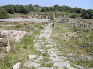 Visione d'insieme dell'area archeologica con il Cardo Maximus, Roselle, Grosseto. Author and Copyright Marco Ramerini