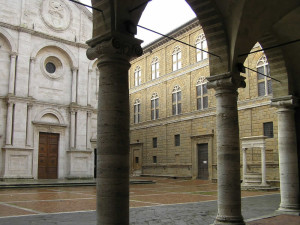 Piazza Pio II, Pienza, Val d'Orcia, Siena. Author and Copyright Marco Ramerini.
