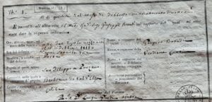 L'atto di morte del parroco Giuseppe Brandi del 15 febbraio 1818.
