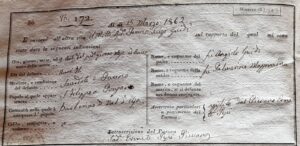 L'atto di morte del parroco Luigi Guidi del 15 marzo 1862.