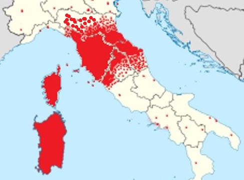 Mappa dell'area di utilizzo della parola “babbo”